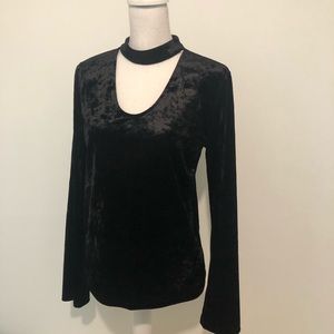 Sanctuary black velvet choker collar long sleeve